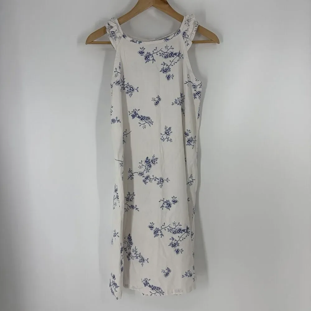 Petite Plume Amelie Nightgown Size 14 Girls White Blue Floral Print Cottagecore